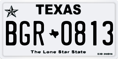 TX license plate BGR0813
