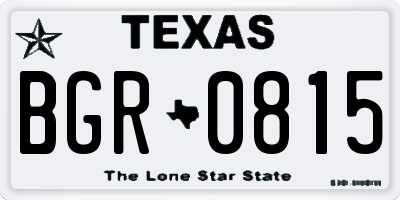 TX license plate BGR0815