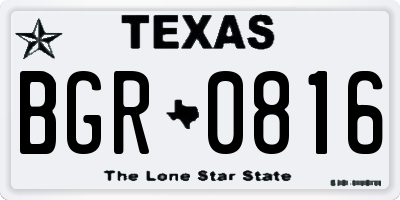 TX license plate BGR0816