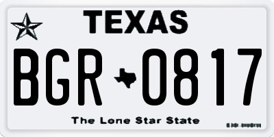 TX license plate BGR0817