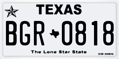 TX license plate BGR0818
