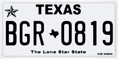 TX license plate BGR0819