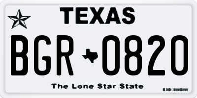 TX license plate BGR0820