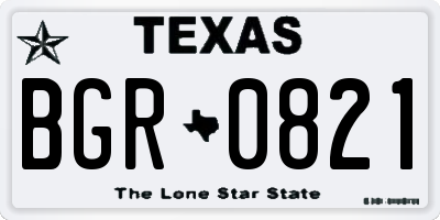TX license plate BGR0821