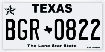 TX license plate BGR0822