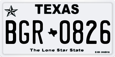 TX license plate BGR0826