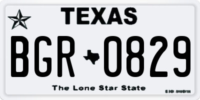TX license plate BGR0829
