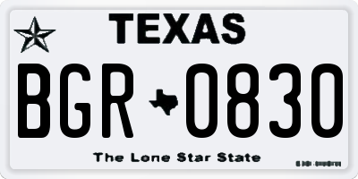 TX license plate BGR0830