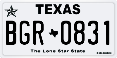 TX license plate BGR0831