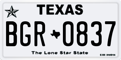 TX license plate BGR0837