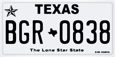 TX license plate BGR0838