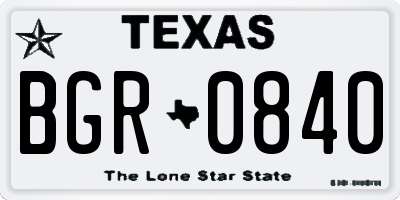 TX license plate BGR0840