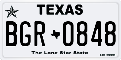 TX license plate BGR0848