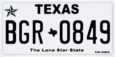 TX license plate BGR0849