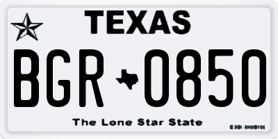 TX license plate BGR0850