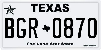 TX license plate BGR0870