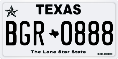 TX license plate BGR0888