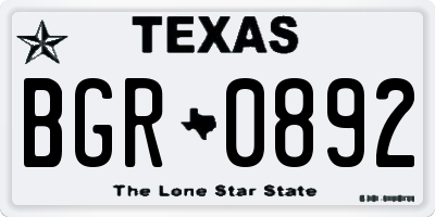 TX license plate BGR0892