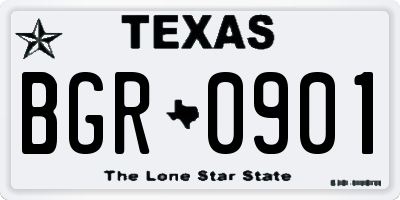 TX license plate BGR0901
