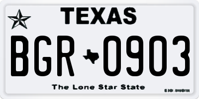 TX license plate BGR0903