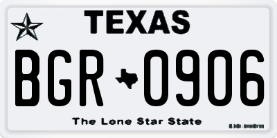 TX license plate BGR0906
