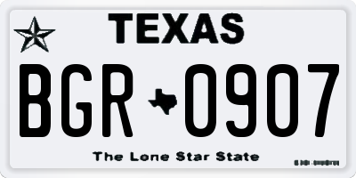 TX license plate BGR0907