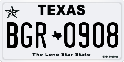 TX license plate BGR0908
