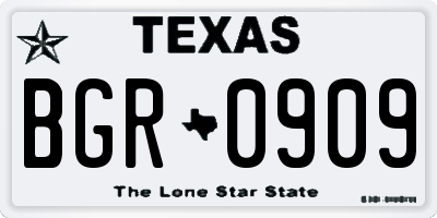 TX license plate BGR0909