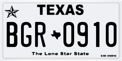 TX license plate BGR0910