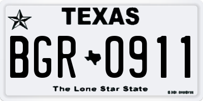 TX license plate BGR0911