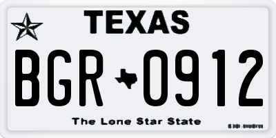 TX license plate BGR0912