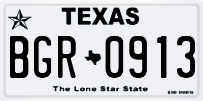 TX license plate BGR0913