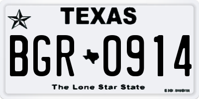 TX license plate BGR0914