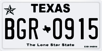 TX license plate BGR0915