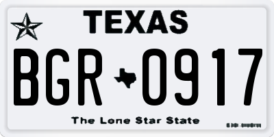 TX license plate BGR0917