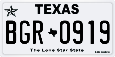 TX license plate BGR0919