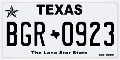 TX license plate BGR0923