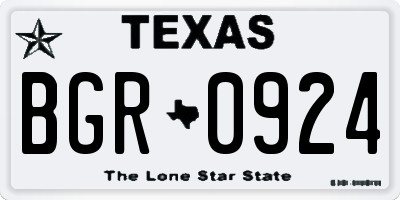 TX license plate BGR0924