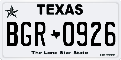 TX license plate BGR0926