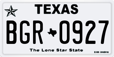 TX license plate BGR0927