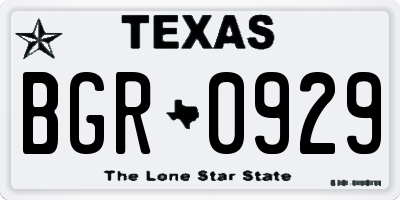 TX license plate BGR0929