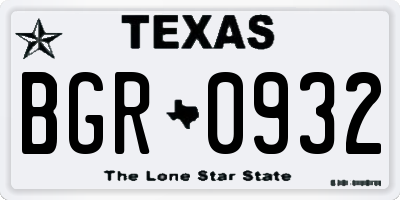 TX license plate BGR0932
