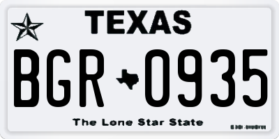 TX license plate BGR0935
