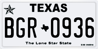 TX license plate BGR0936