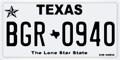 TX license plate BGR0940