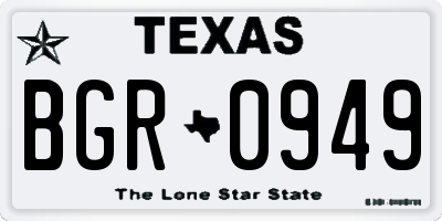 TX license plate BGR0949