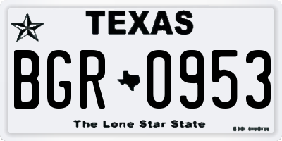 TX license plate BGR0953