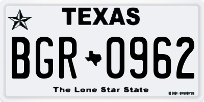 TX license plate BGR0962