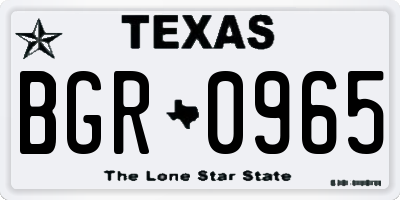 TX license plate BGR0965
