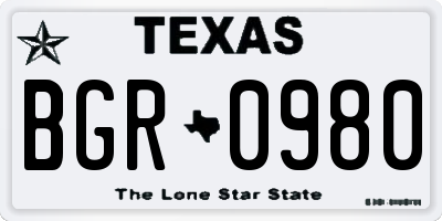 TX license plate BGR0980